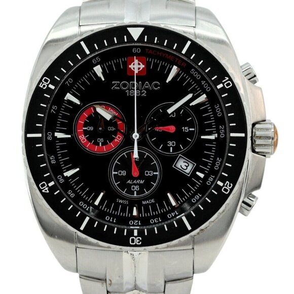Men's 44mm Zodiac Speed Dragon Alarm Swiss Quartz Chrono Watch! Ref: ZO5504! - Picture 1 of 9
